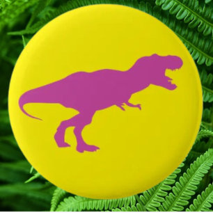 Bóton Redondo 5.08cm Dinossauro Amarelo Colorido