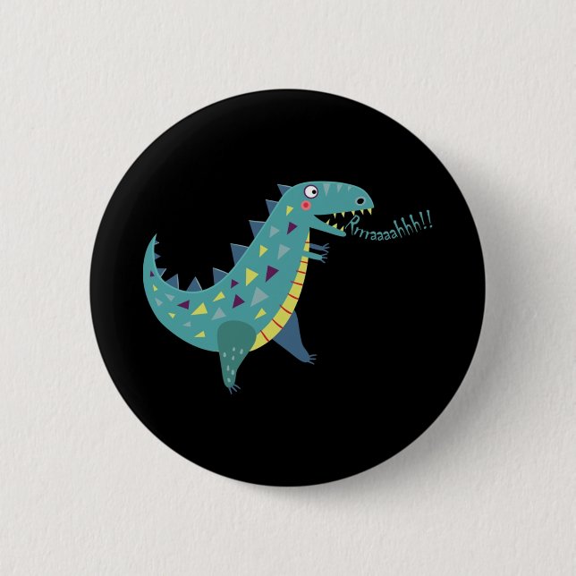 Bóton Redondo 5.08cm Dinossauro Azul T Rex Ba (Frente)