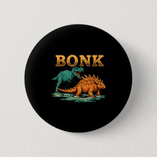 Bóton Redondo 5.08cm Dinossauro Bonk Design de Humor Pré-Histórico Engr