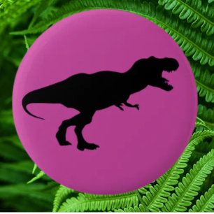 Bóton Redondo 5.08cm Dinossauro Colorido Rosa