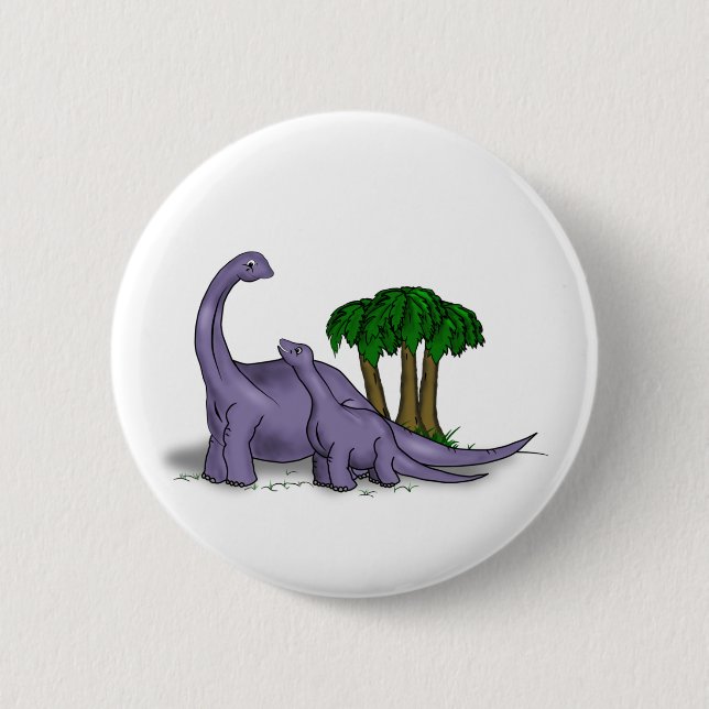 Bóton Redondo 5.08cm Dinossauro da mãe e do bebê (Frente)