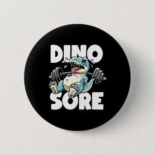Bóton Redondo 5.08cm Dinossauro de academia engraçado levantando peso a