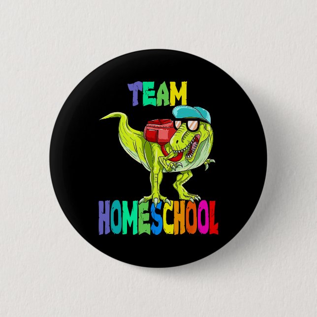 Bóton Redondo 5.08cm Dinossauro De Casa T Rex De Volta À Escola (Frente)