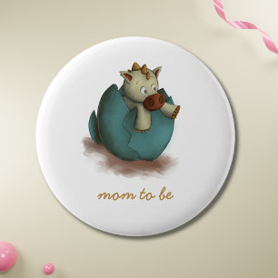 Bóton Redondo 5.08cm Dinossauro Fofo Eclodindo Mamãe Para Ser