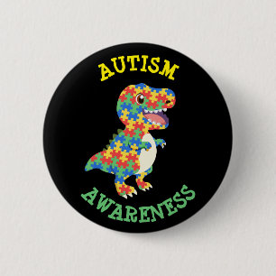 Bóton Redondo 5.08cm Dinossauros da Consciência Autismo