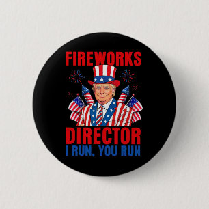 Bóton Redondo 5.08cm Diretor de Fogos de Artifício Eu Corro Você Corre 