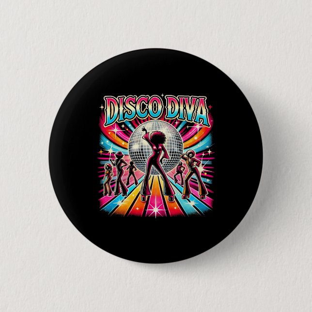 Bóton Redondo 5.08cm Disco Ball Disco Diva Queen (Frente)