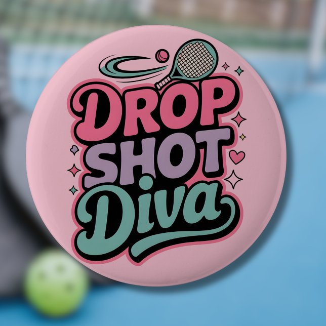 Bóton Redondo 5.08cm Diva do Drop Shot – Jogadora Feroz de Pickleball (Criador carregado)