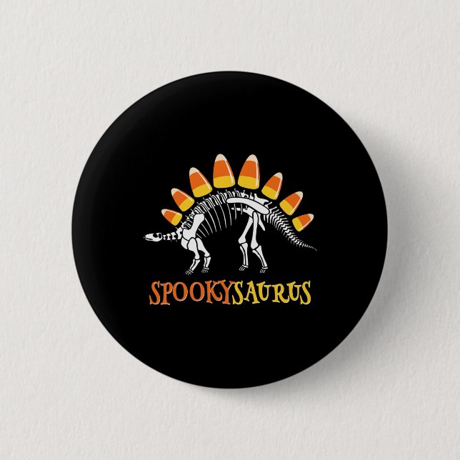 Bóton Redondo 5.08cm Diversão do Spookysaurus Candy Corn Dinossaur Hall (Frente)