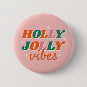Bóton Redondo 5.08cm Diversão Holly Jolly Vibes Design de Natal