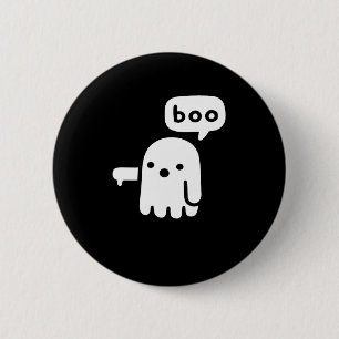 Bóton Redondo 5.08cm Divertido Fantasma De Desaprovação Boo Halloween