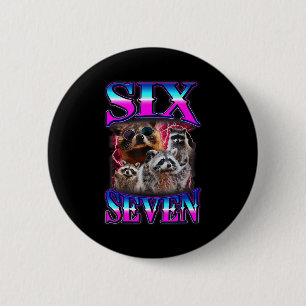 Bóton Redondo 5.08cm Divertido Seis Sete 67 Meme 67 Racoon Meme Bootleg