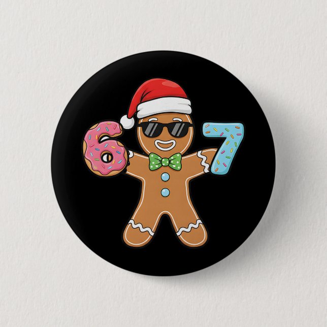 Bóton Redondo 5.08cm Divertido Seis Sete 67 Meme 6 7 Biscoito de Natal  (Frente)