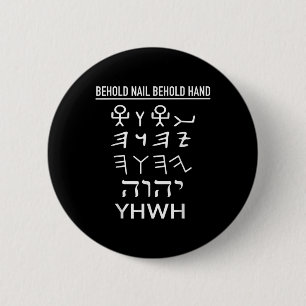 Bóton Redondo 5.08cm Divertido Yhwh Tetragrama Hebraico Antigo Yahweh S