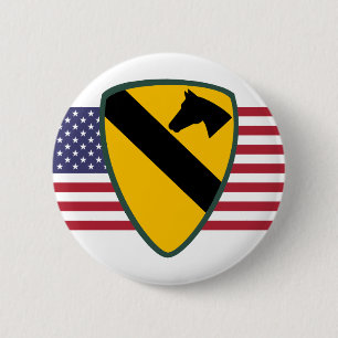 Bóton Redondo 5.08cm Divisão de Cavalaria 1rua Patch Estados Unidos