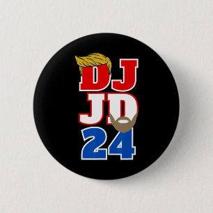 Bóton Redondo 5.08cm Dj Jd 24 Trump Cabelo Vance Barba 2024 Republicano