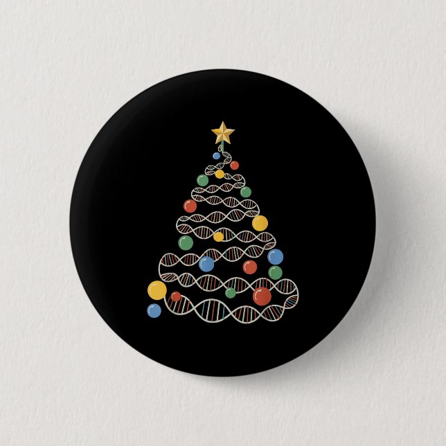 Bóton Redondo 5.08cm Dna Helix Christmas Tree Scientist Biology Science (Frente)