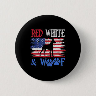 Bóton Redondo 5.08cm Doberman Pinscher American Flag Usa Red White E