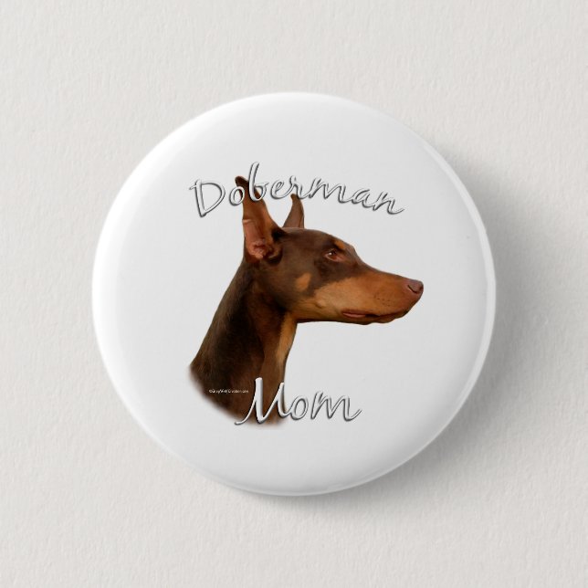 Bóton Redondo 5.08cm Doberman Pinscher (vermelho) Mãe 2 (Frente)