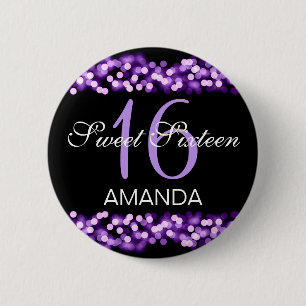 Bóton Redondo 5.08cm Doce elegante roxo Glam de Hollywood de 16