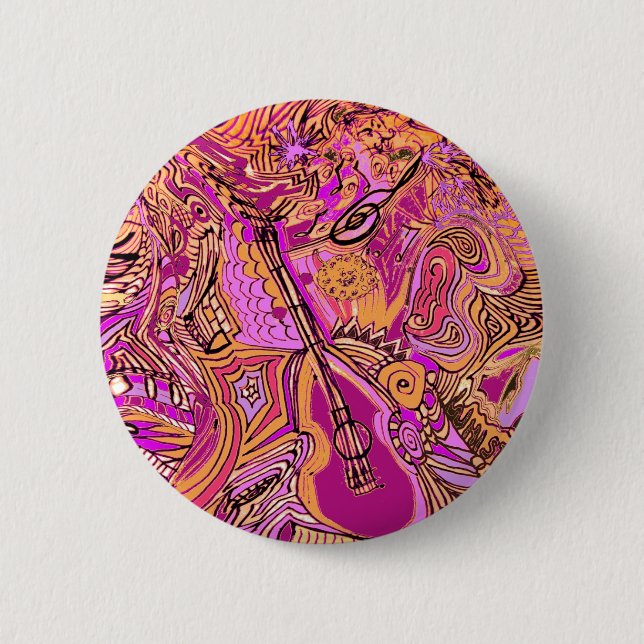 Bóton Redondo 5.08cm Doce jazzístico da música cor-de-rosa (Frente)