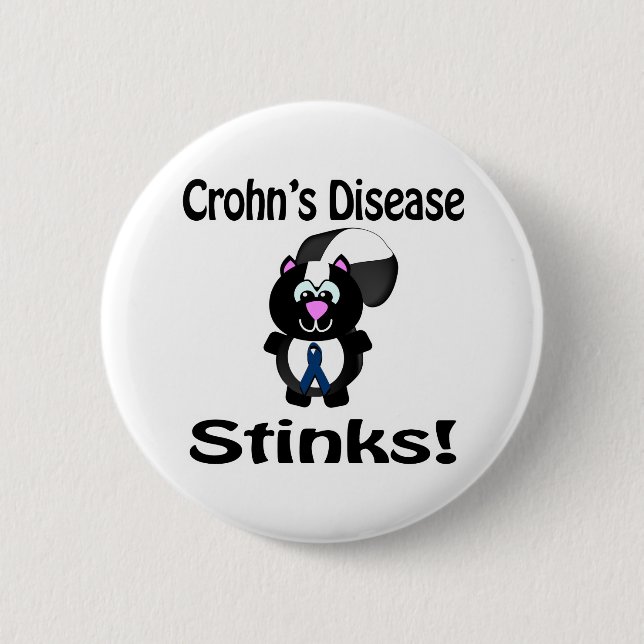 Bóton Redondo 5.08cm Doença Crohns Cheira a Design de Consciência Skunk (Frente)
