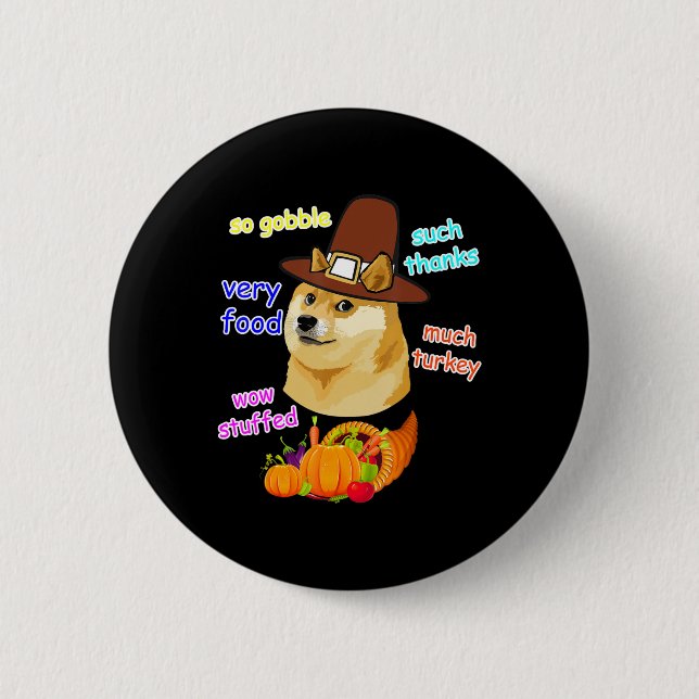 Bóton Redondo 5.08cm doge meme, crianças graças a shiba inu doge meme. (Frente)