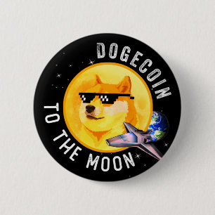 Bóton Redondo 5.08cm Dogecoin Para O Memória Criptomoeda Da Lua Engraça
