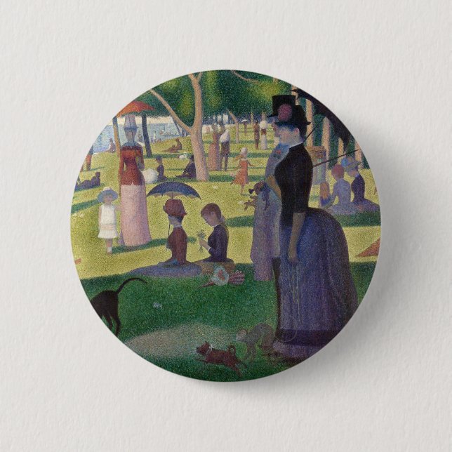 Bóton Redondo 5.08cm Domingo na pintura de La Grande Jatte Seurat (Frente)