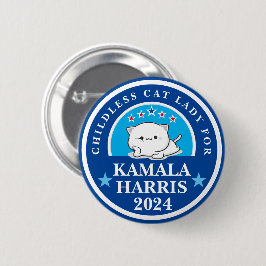 Bóton Redondo 5.08cm Dona de Gato sem Filhos para Kamala Harris