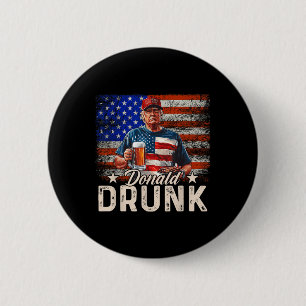 Bóton Redondo 5.08cm Donald Bebado Trump Beer Cerveja 4 De Julho Americ