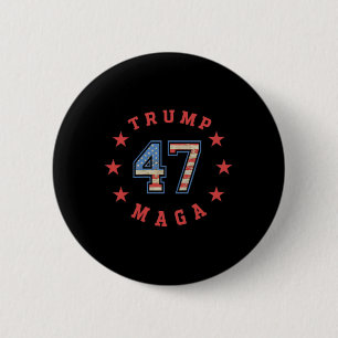 Bóton Redondo 5.08cm Donald Trump 2024 45 47 Mega Vintage American Flag
