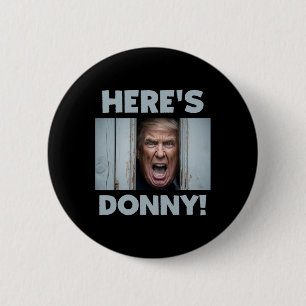 Bóton Redondo 5.08cm Donald Trump 2024 Aqui está Donny