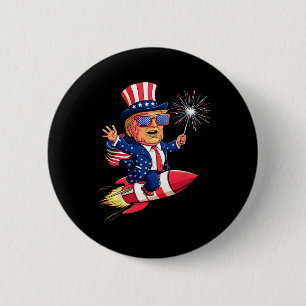 Bóton Redondo 5.08cm Donald Trump 2025 Happy 4 De Julho Trump American