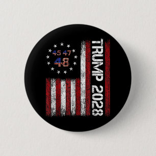 Bóton Redondo 5.08cm Donald Trump 2028 Trump 45 47 48º Presidente Ameri