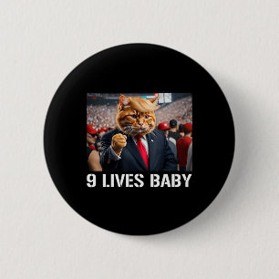 Bóton Redondo 5.08cm Donald Trump Cat Nine Lives Baby