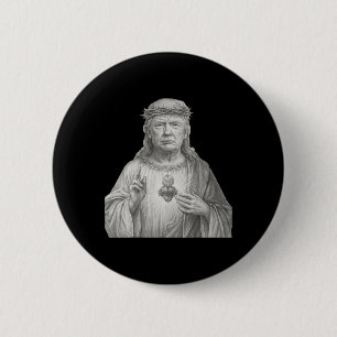 Bóton Redondo 5.08cm Donald Trump Como Jesus - Fé e Patriotismo Para C