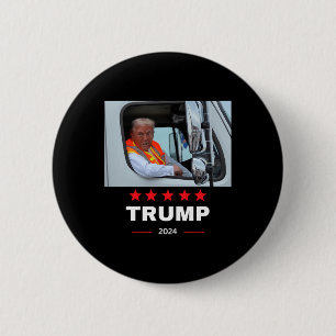 Bóton Redondo 5.08cm Donald Trump Corre No Caminhão De Lixo