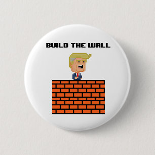 Bóton Redondo 5.08cm Donald Trump de 8 bits "construção botão da