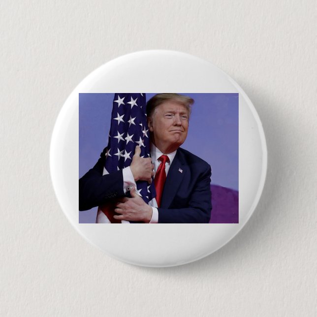Bóton Redondo 5.08cm Donald Trump e a Bandeira (Frente)