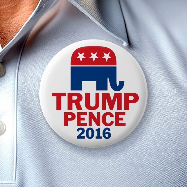 Bóton Redondo 5.08cm Donald Trump e Mike Pence Republican (Campaign Button)