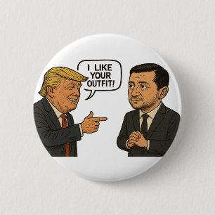 Bóton Redondo 5.08cm Donald Trump Elogia o kit formal de Zelensky