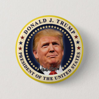 Bóton Redondo 5.08cm Donald Trump Inauguração Douradas Estrelas Souveni