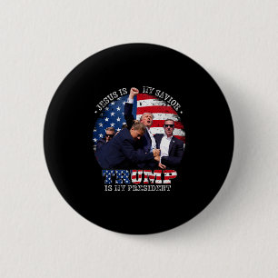 Bóton Redondo 5.08cm Donald Trump Luta Jesus É Meu Salvador Trump É Meu