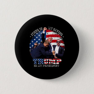 Bóton Redondo 5.08cm Donald Trump Lutar Com Jesus É Meu Salvador Trump 