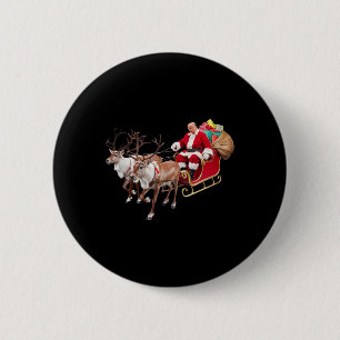 Bóton Redondo 5.08cm Donald Trump Santa Claus Sleigh Natal Usa