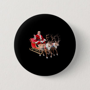 Bóton Redondo 5.08cm Donald Trump Santa Claus Sleigh Natal Usa