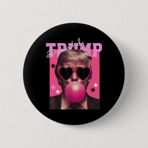 Bóton Redondo 5.08cm Donald Trump Soprando Goma-de-Boca-Cola Triturada