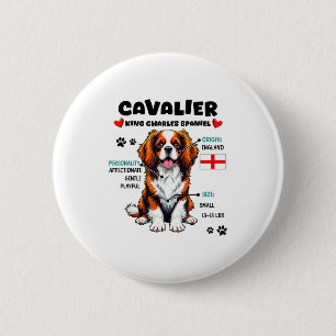 Bóton Redondo 5.08cm Dono de Cavalier King Charles Spaniel Amor por Cac