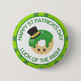 Bóton Redondo 5.08cm Donut de Chapéu de Leprechaun Irlandês Verde Fofo